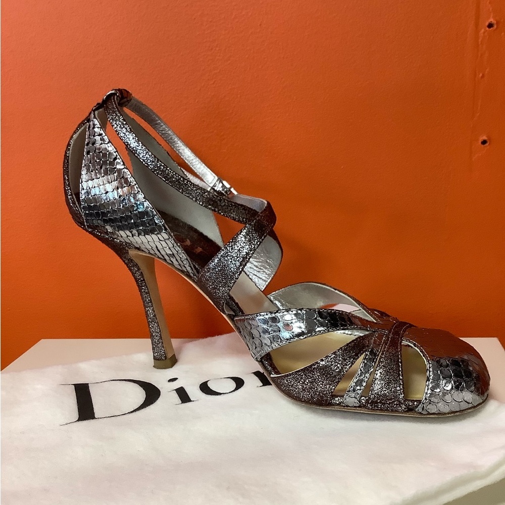Dior Metallic Python Leather Sandals - image 3